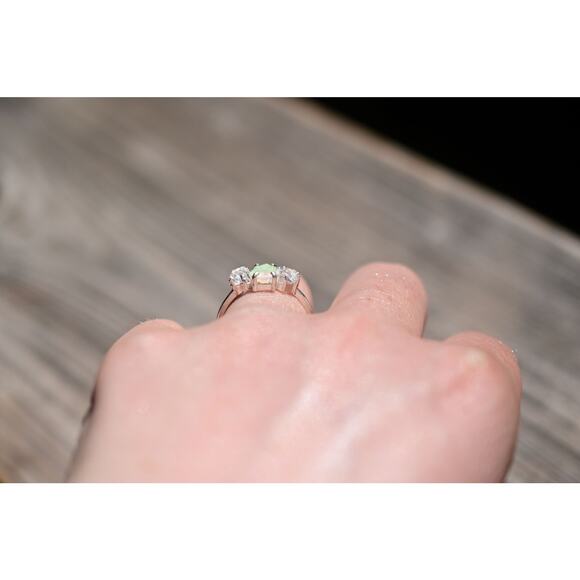 Opal Ring, Unique Engagement Ring size 8 - Picture 5 of 8